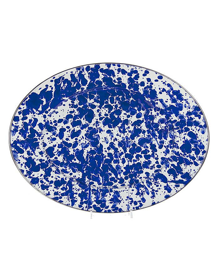 Golden Rabbit Cobalt Swirl Enamelware Collection 16 x 12 Oval Platter