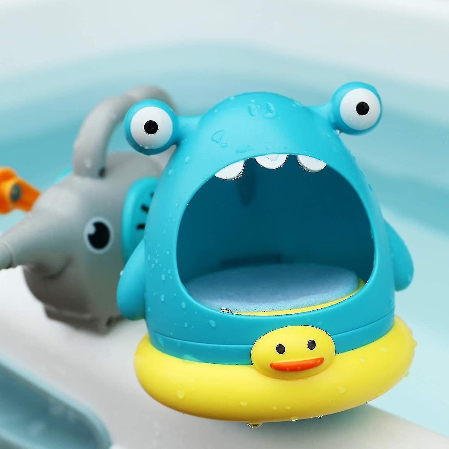 Bath Toys For Kids Baby Bath Toys Shark Crab Bubble Machine Gun Soap Bubble Blower Kids (blue