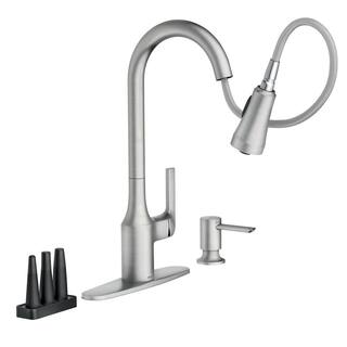 MOEN Milton Single-Handle Pull-Down Sprayer Kitchen Faucet with Reflex and Power Clean Attachments in Spot Resist Stainless 87114SRS