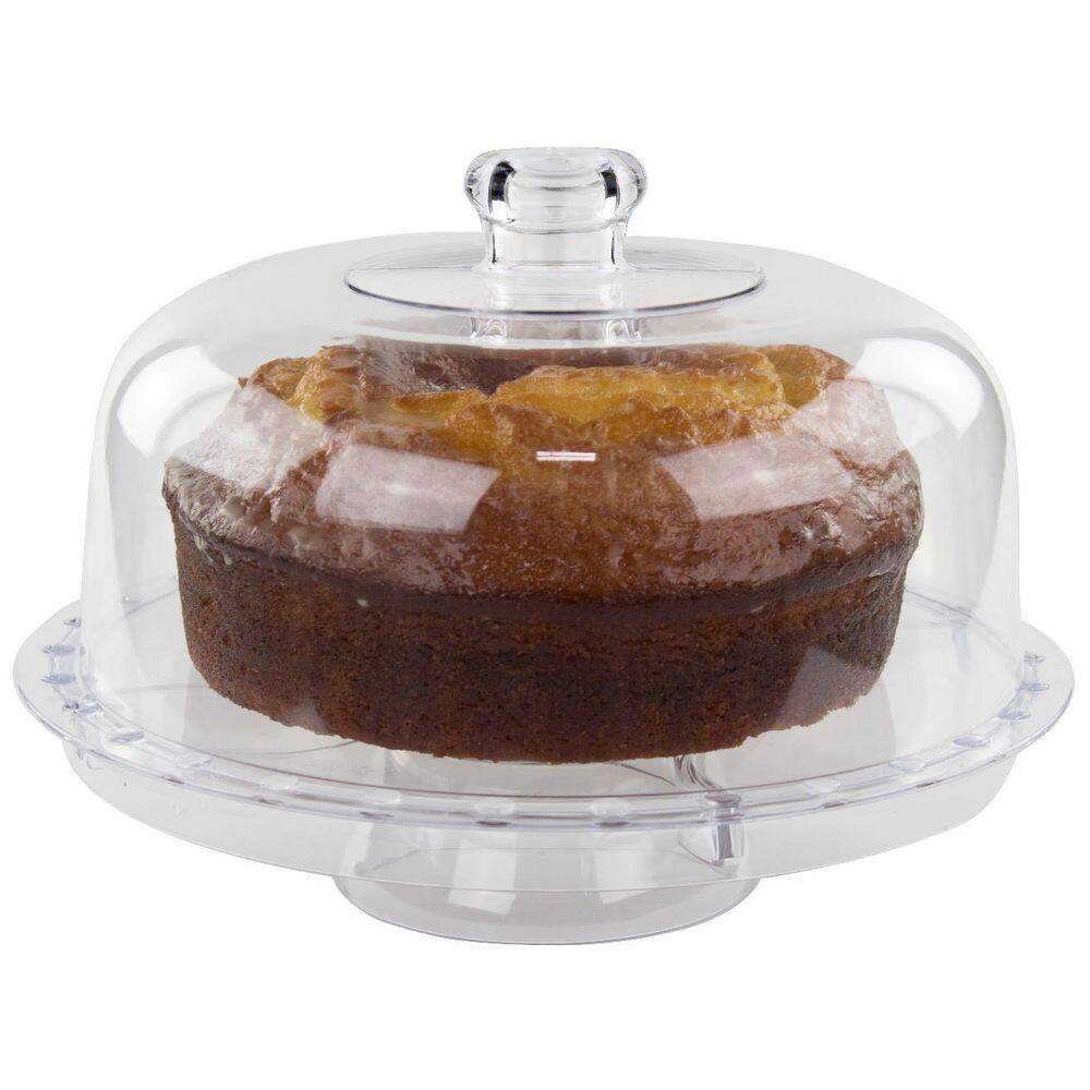 LEXI HOME 1-Tier Clear Acrylic Cake Stand Multi-Functional 6 in 1 Serving Stand MW1748