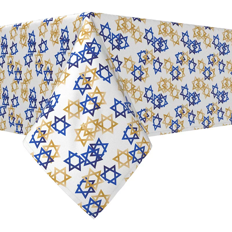 Square Tablecloth， 100% Polyester， 54x54， Star of David Décor