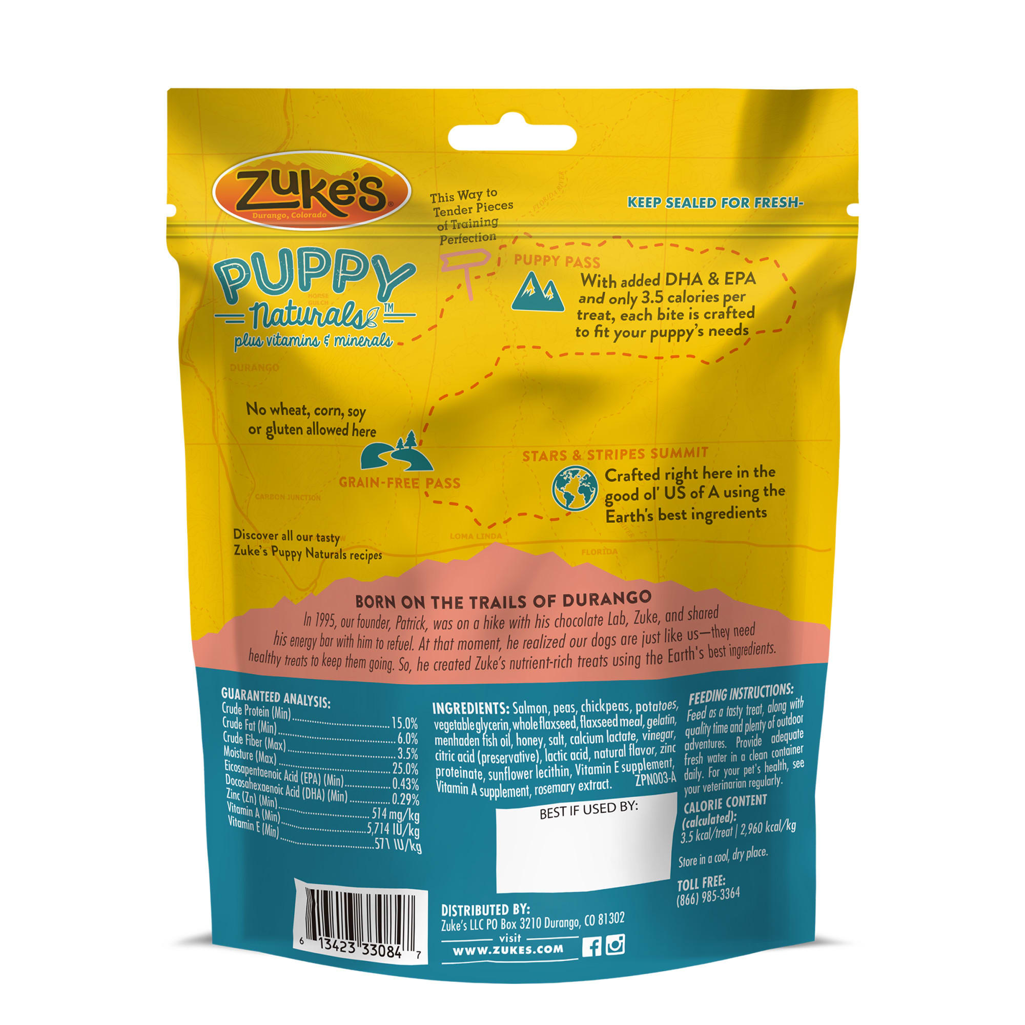 Zuke's Puppy Naturals Salmon and Chickpea Recipe Training Treats， 5 oz.