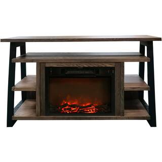 Hanover Industrial Chic 53.1 in. W Freestanding Electric Fireplace TV Stand in Walnut with Charred Log Display FS5332-1BWLL1