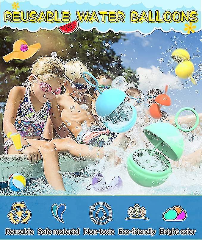 12pcs Reusable Water Balloons， Water Balloons Quick Fill， Silicone Refillable Water Splash Ball For Kids Adults