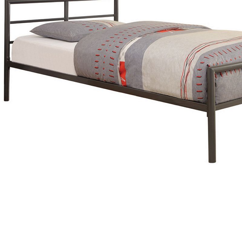 Traditional Styled Twin Size Bed with Sleek Lines， Gray