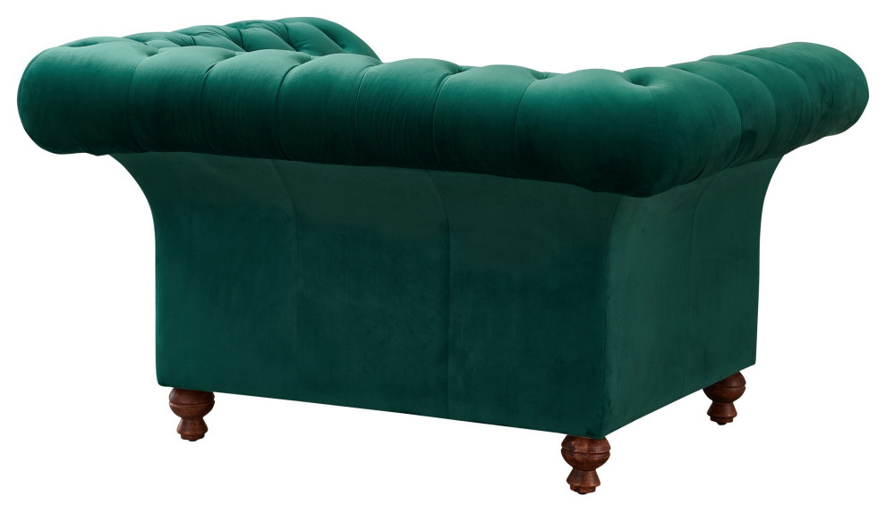 Peyton Sloped Arm Chesterfield Arm Chair Green Velvet   Eclectic   Armchairs And Accent Chairs   by Homesquare  Houzz