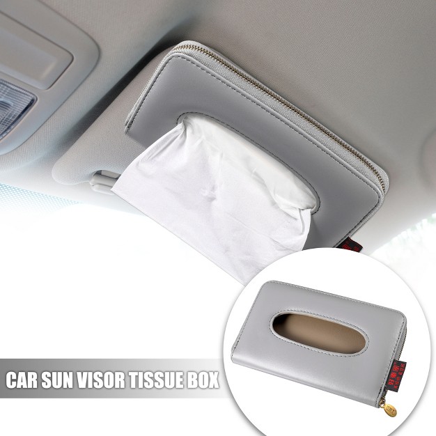 Unique Bargains Car Sun Visor Backseat Tissue Napkin Box Holder Case Pu Leather For Vehicle Suv Truck Rv