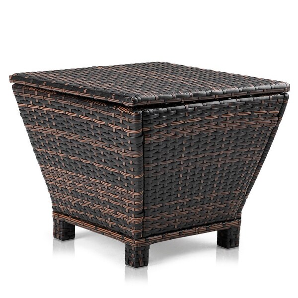 Outdoor 20 in. Wicker Storage Side Table