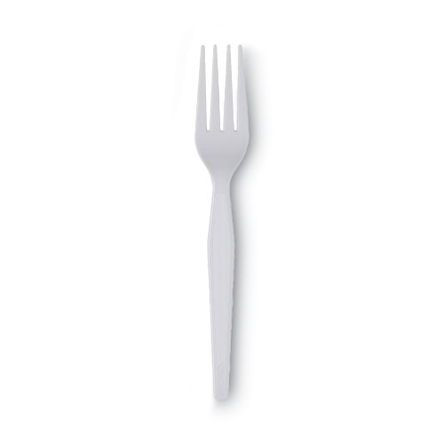 Dixie Plastic Cutlery， Heavyweight Forks， White， 1，000/Carton (FH207CT)