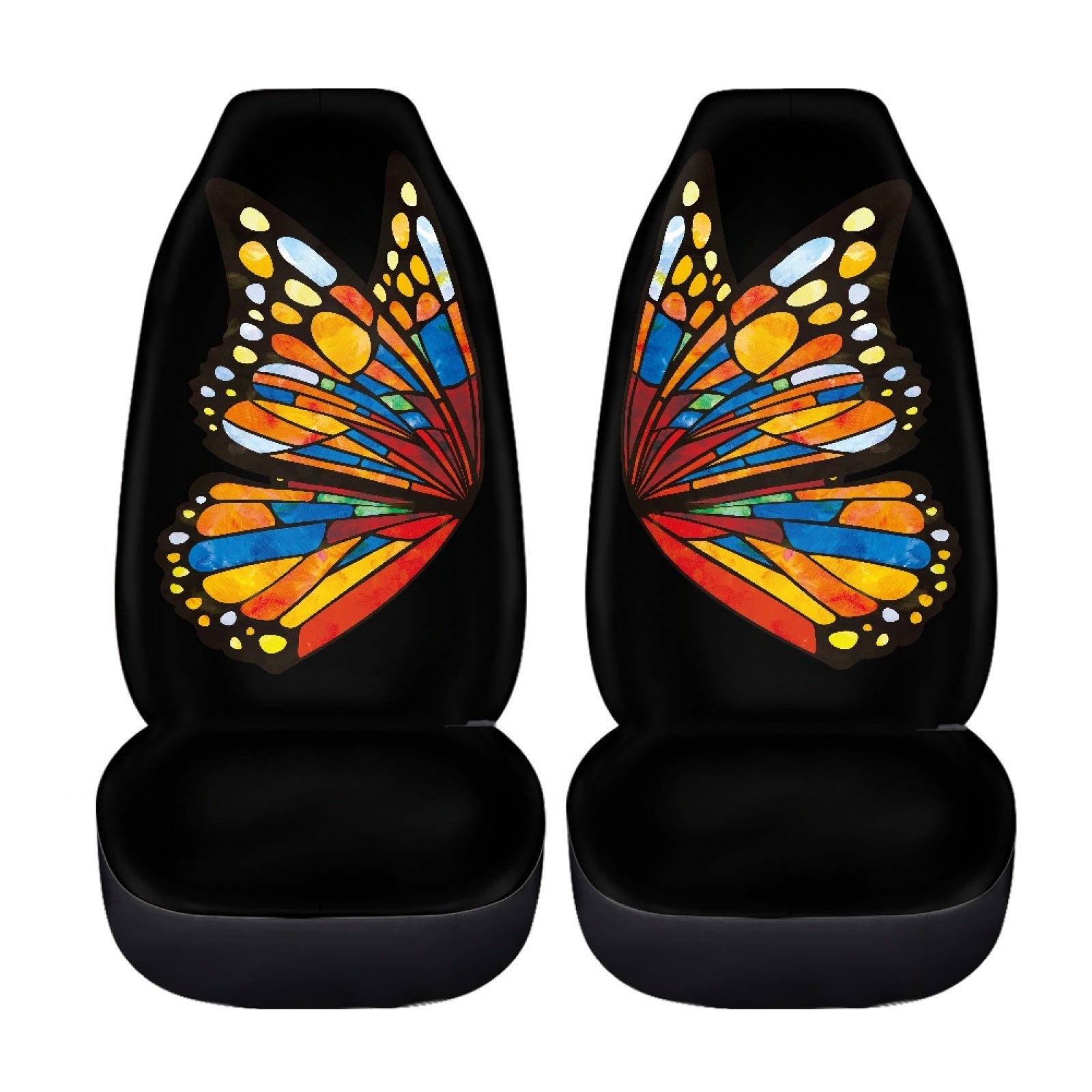 Xoenoiee Butterfly Car Seat Covers Front Seats Only， Auto Bucket Seat Cover Protector Universal Seat Cushion for Cars， SUV， Sedan， Van， Trucks， Pack of 2