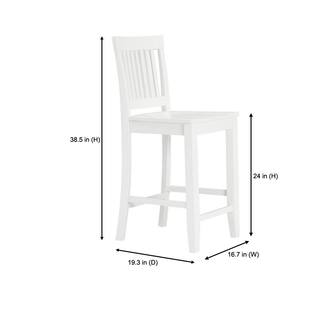 StyleWell Scottsbury White Wood Counter Stools with Slat Back (Set of 2) DC 2004 CTR-W