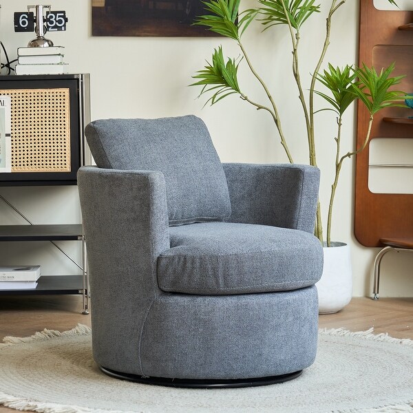 Swivel Barrel Chair，Comfy Round Accent Sofa Chair for Living Room，360 Degree Swivel Barrel Club Chair