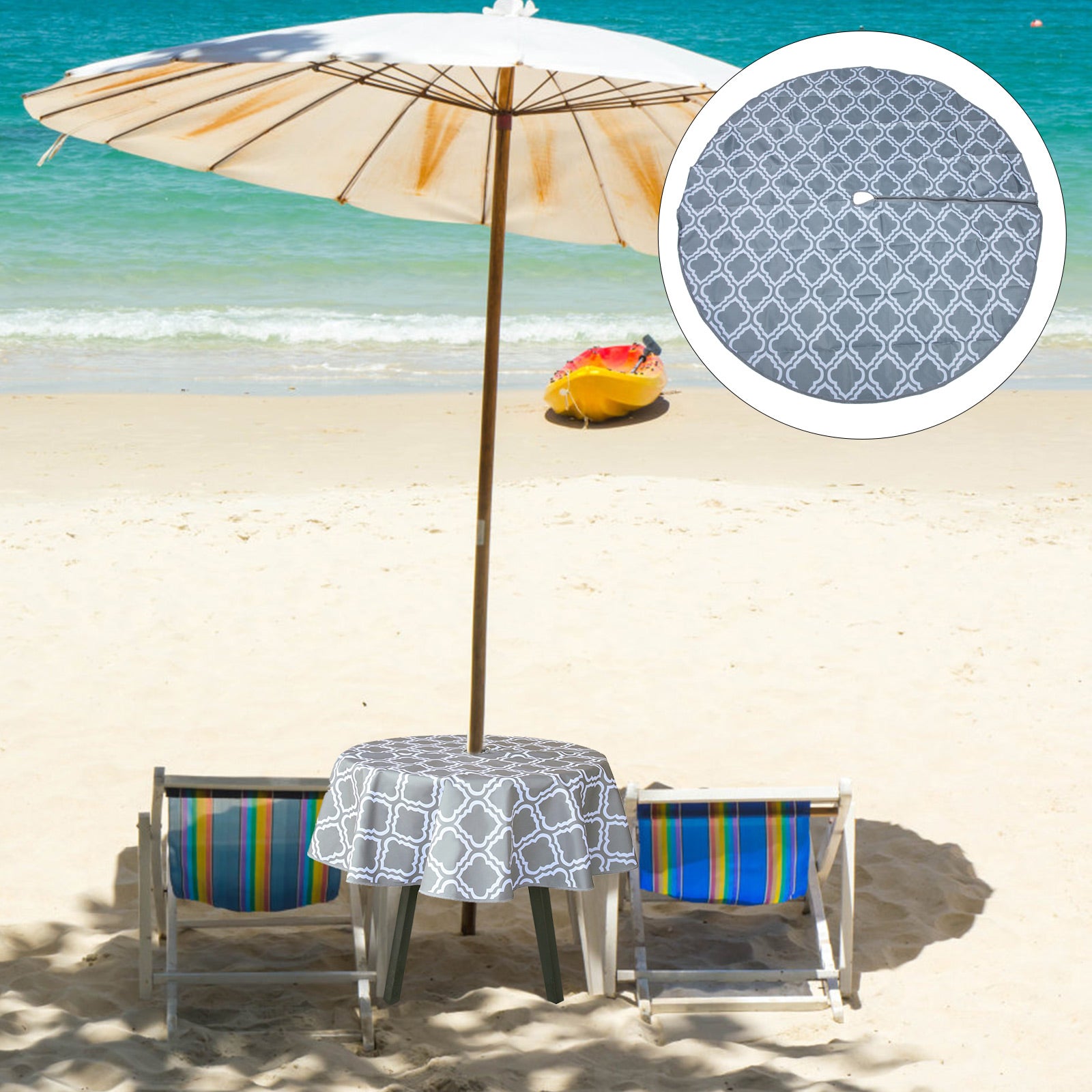 Frcolor Table Tablecloth Cover Hole Zipper Umbrella Outdoor Cloth Round Patio Square Summer Cloths Runner Tablecloths Dining