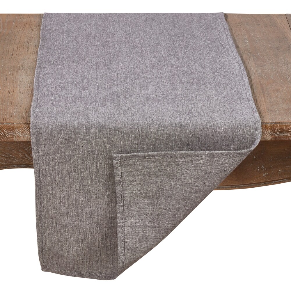 Cotton Table Runner In Solid Grey