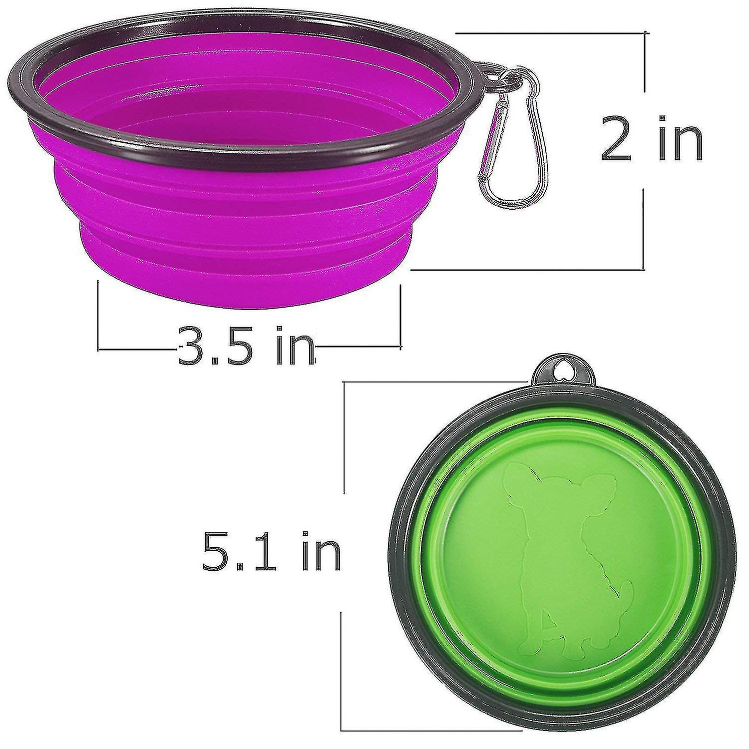 2 Piece Collapsible Dog Bowl With 2 Carabiners， Foldable Portable