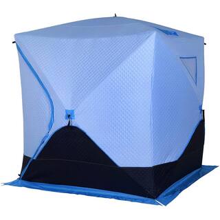 Outsunny Portable 2-4 Person Pop-Up Ice Shelter Insulated Ice Fishing Tent with Ventilation Windows and Carry Bag AB1-003