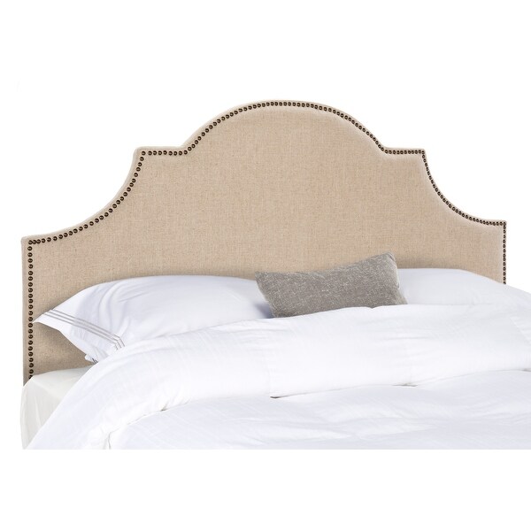 Safavieh Hallmar Hemp Linen Upholstered Arched Headboard - Brass Nailhead (Queen) - - 8306977