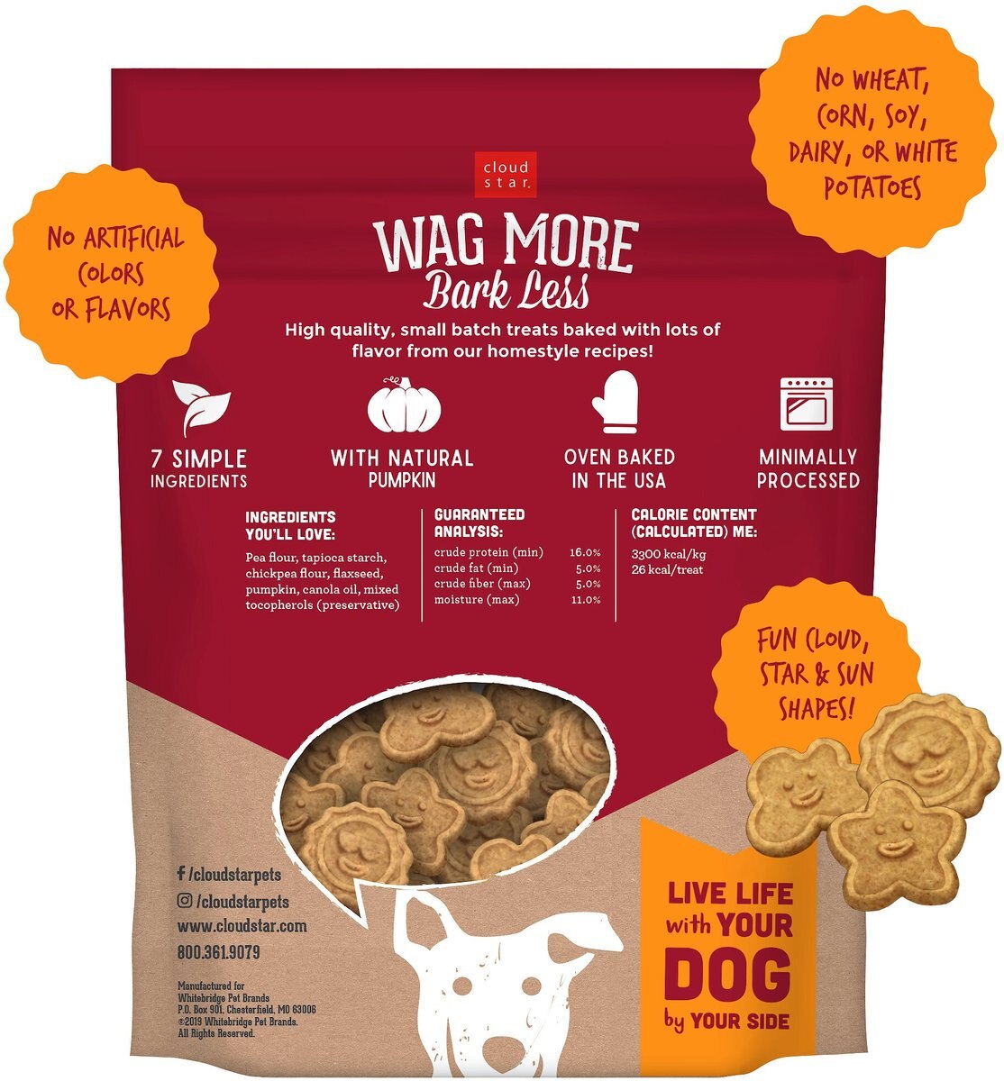 Cloud Star Wag More Bark Less Grain-Free Pumpkin Flavor Dog Treats