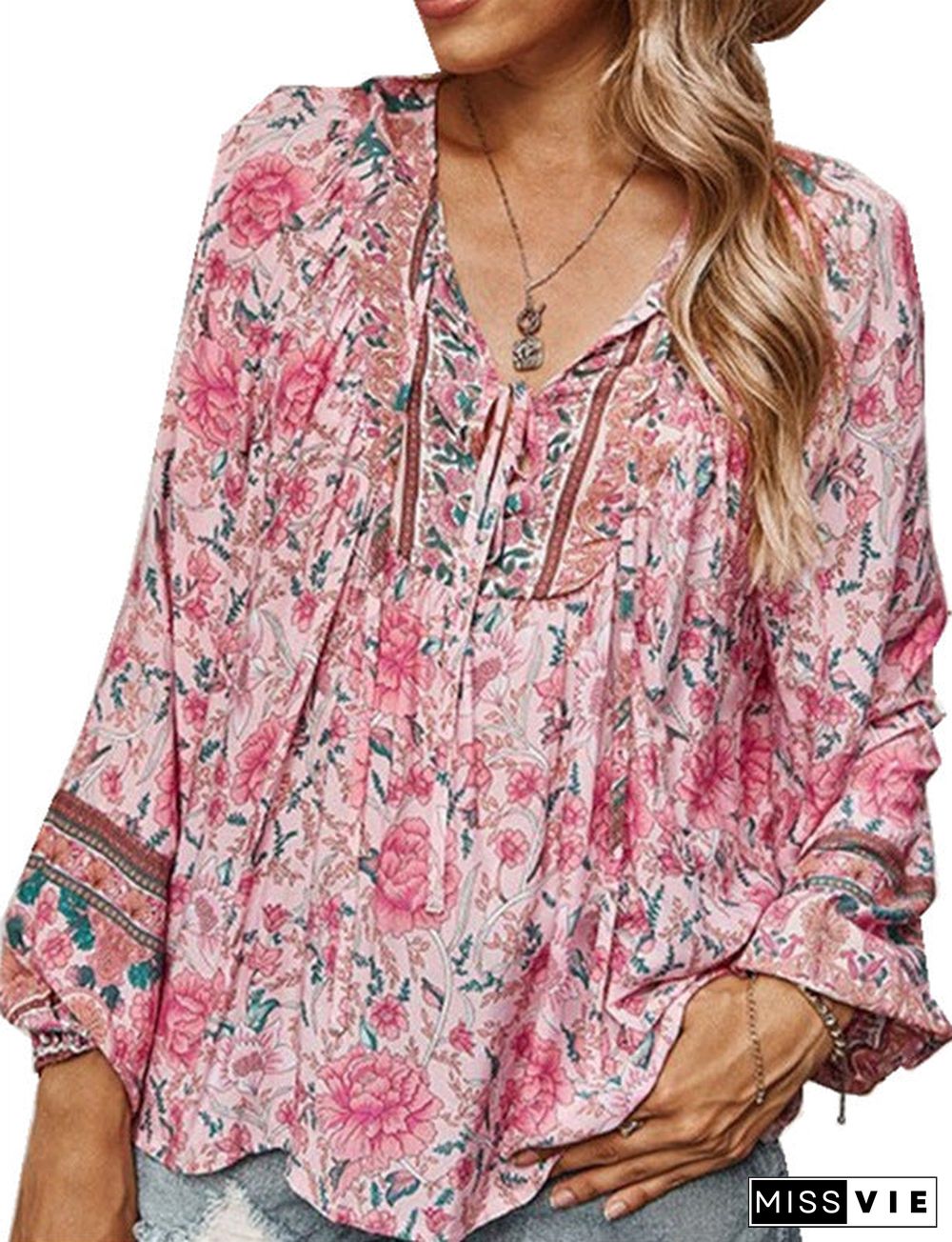 Pullover Print Loose Casual Long Sleeve Blouses