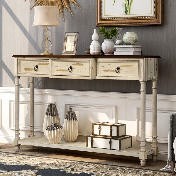 Entryway Console Table Sofa Table with Drawers and Shelf - 51.57*13.3*34INCH