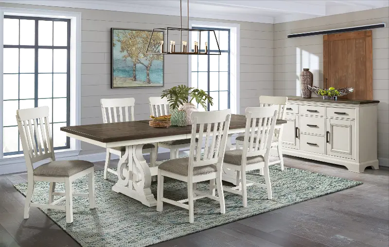 Drake White and Brown 5 Piece Dining Room Set