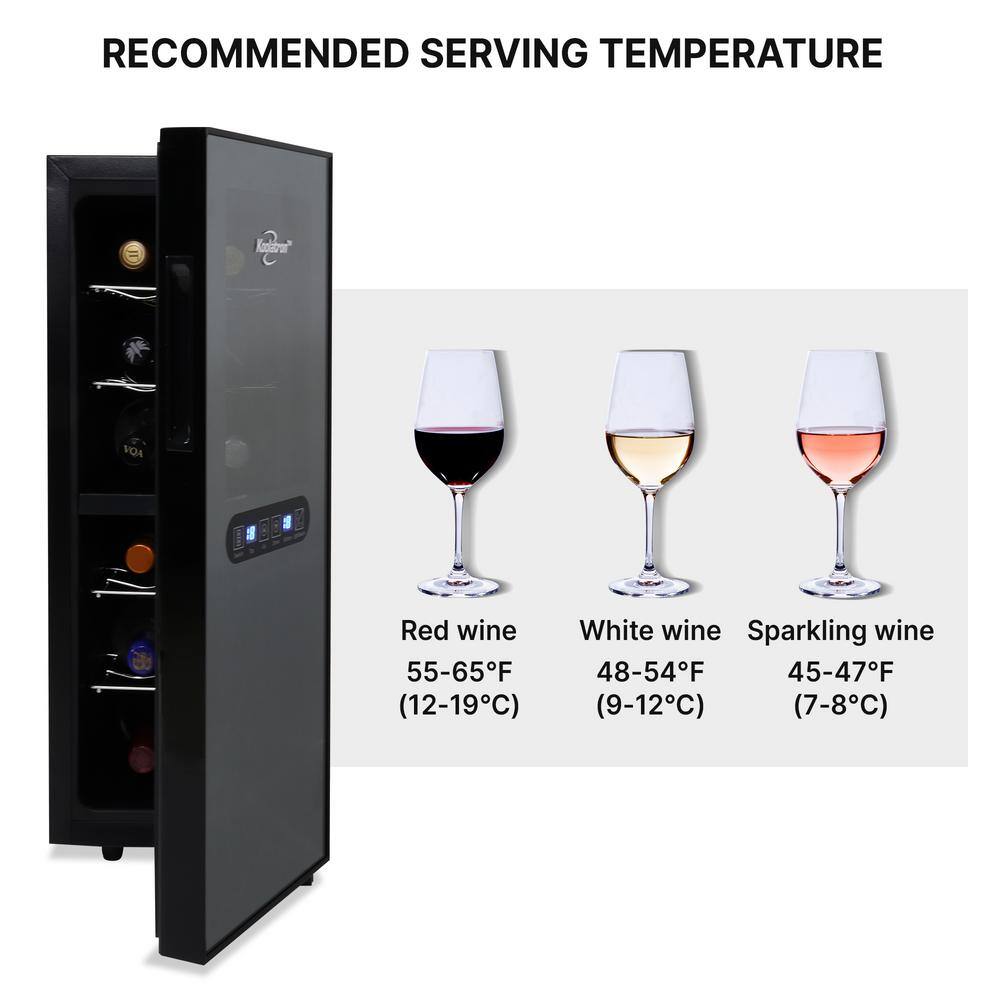 Koolatron Urban Series 12 Bottle Dual Zone Wine Cooler Black 1.2 cu. ft. (33L) Freestanding Wine Fridge WC12DZ