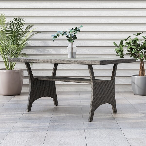 Decker Contemporary 57inch Wicker PlankStyle Outdoor Dining Table by MandL Co.