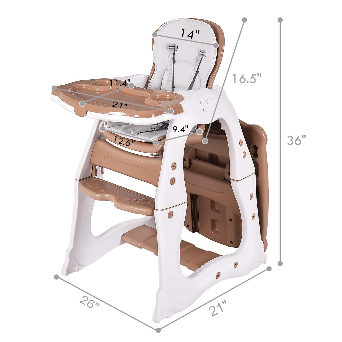 Baby High Chair, 3 in 1 Infant Table and Chair Set