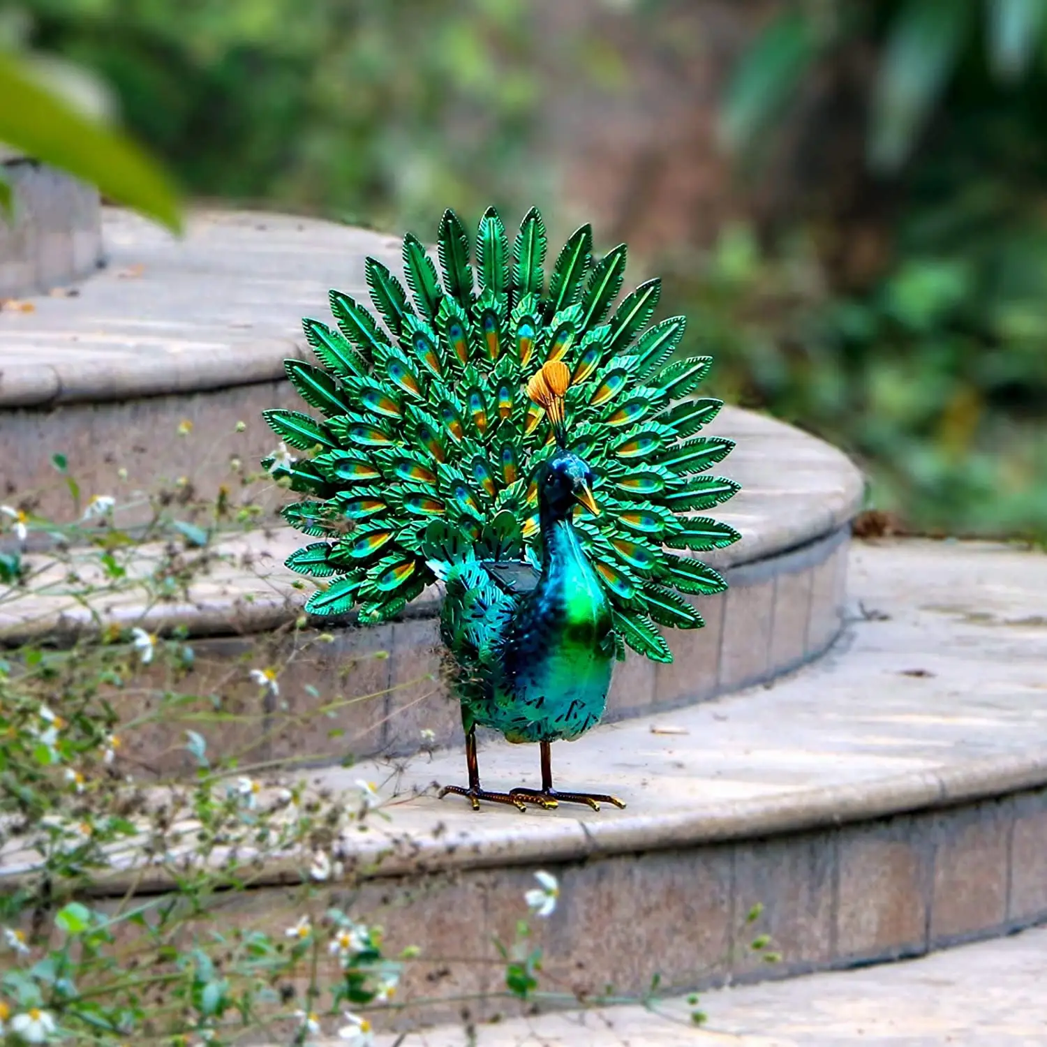 Wholesale Garden Decor Solar Animal Lights  Outdoor Metal  Peacock Statues Sculptures Garden Ornaments  Supplies Yard Lawn