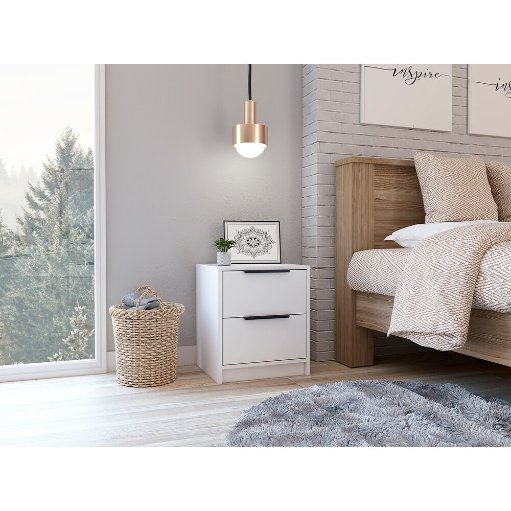 Stylish Nightstand Bedside Table with 2 Long Slender Bar Handles Drawers Bedside Cupboard Side Table Accent Table Sofa Table