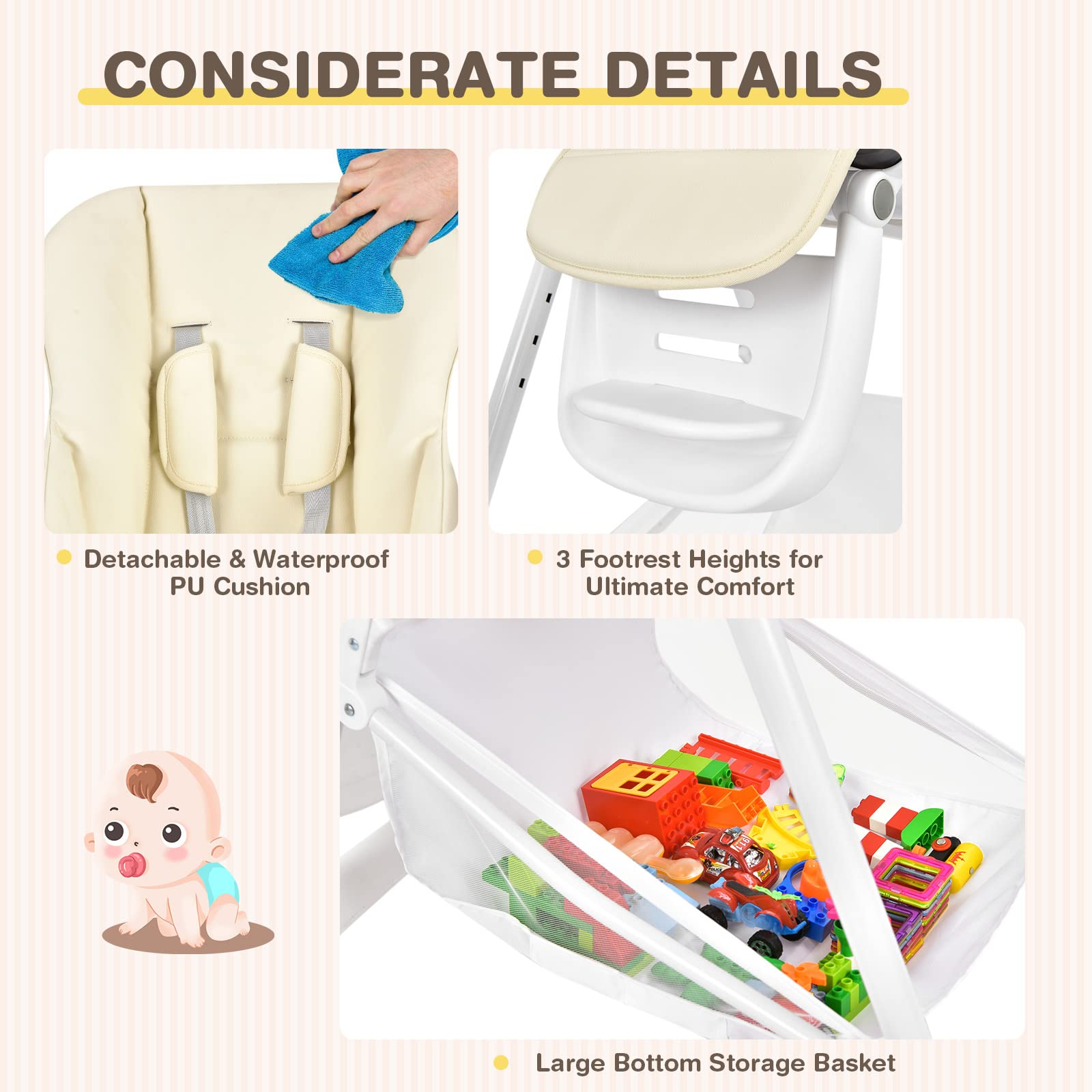 BABY JOY High Chair for Babies & Toddlers, Quick Folding Baby Highchair