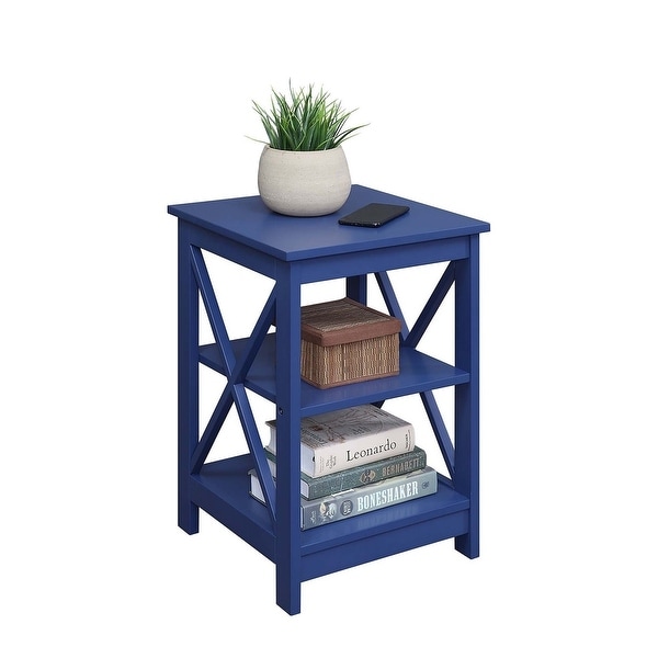 Copper Grove Cranesbill X-Base 3-Tier End Table with Shelves