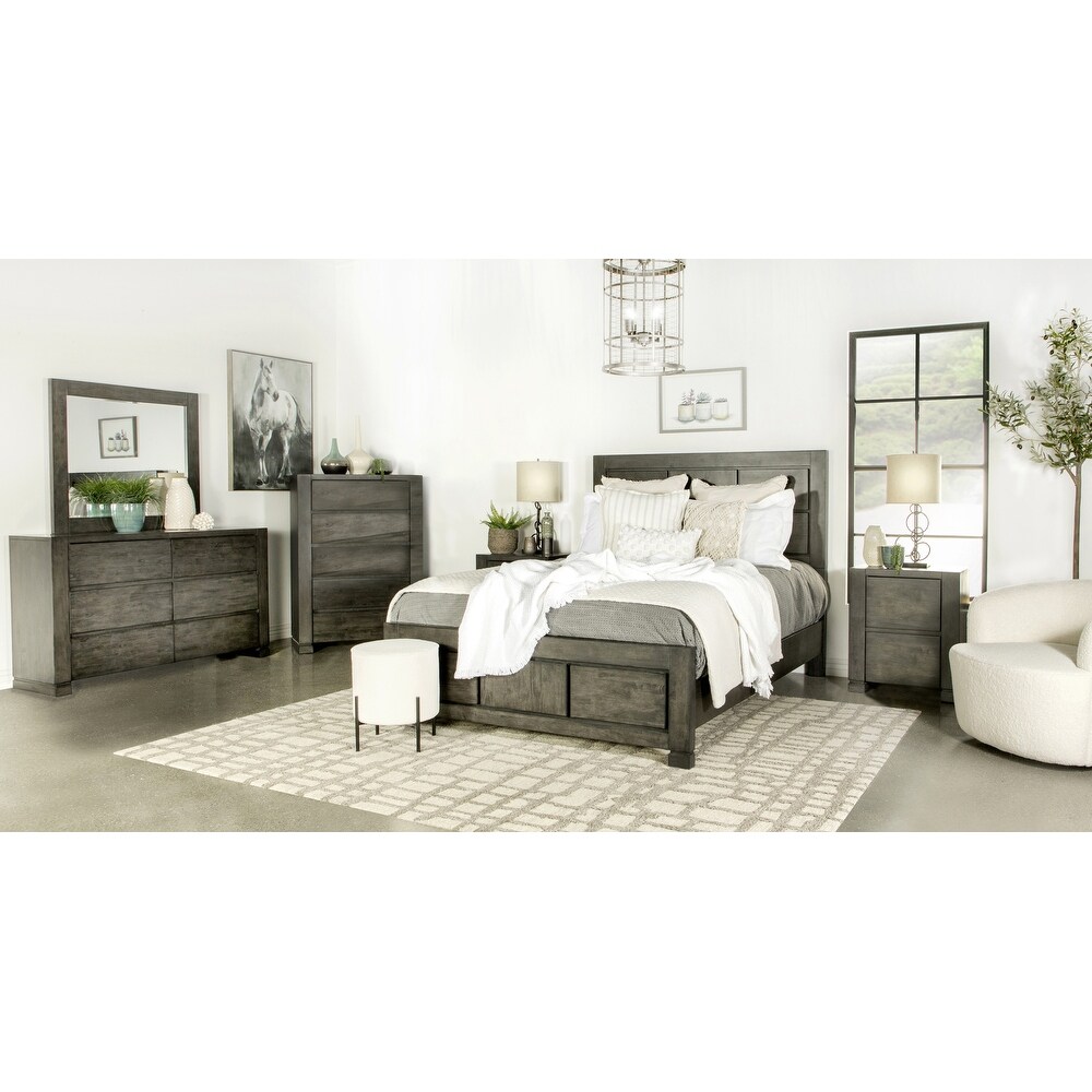 Coaster Furniture Lorenzo Dark Grey 5 piece Bedroom Set with High Headboard