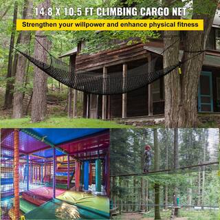 VEVOR Climbing Cargo Net 14.8 x 10.5 ft. Polyester Double Layers Cargo Net with 500 lb. Weight Capacity Rope Bridge Net PPWHS14.5X9.8MDB3V0