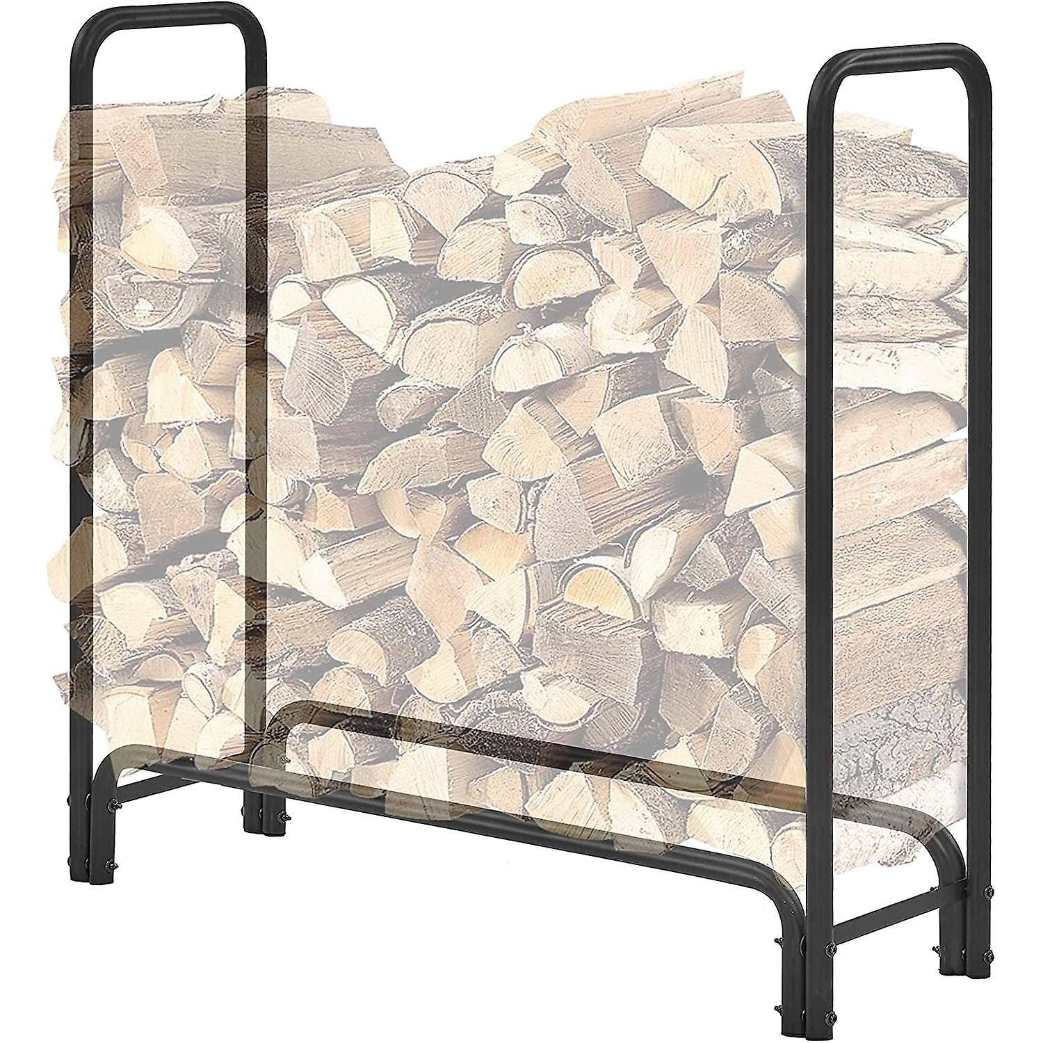 4ft Firewood Rack Outdoor Heavy Duty Log Rack Firewood Storage Rack Holder Steel Tubular Easy Assemble Fire Wood Rack For Patio Kindling Logs Storage