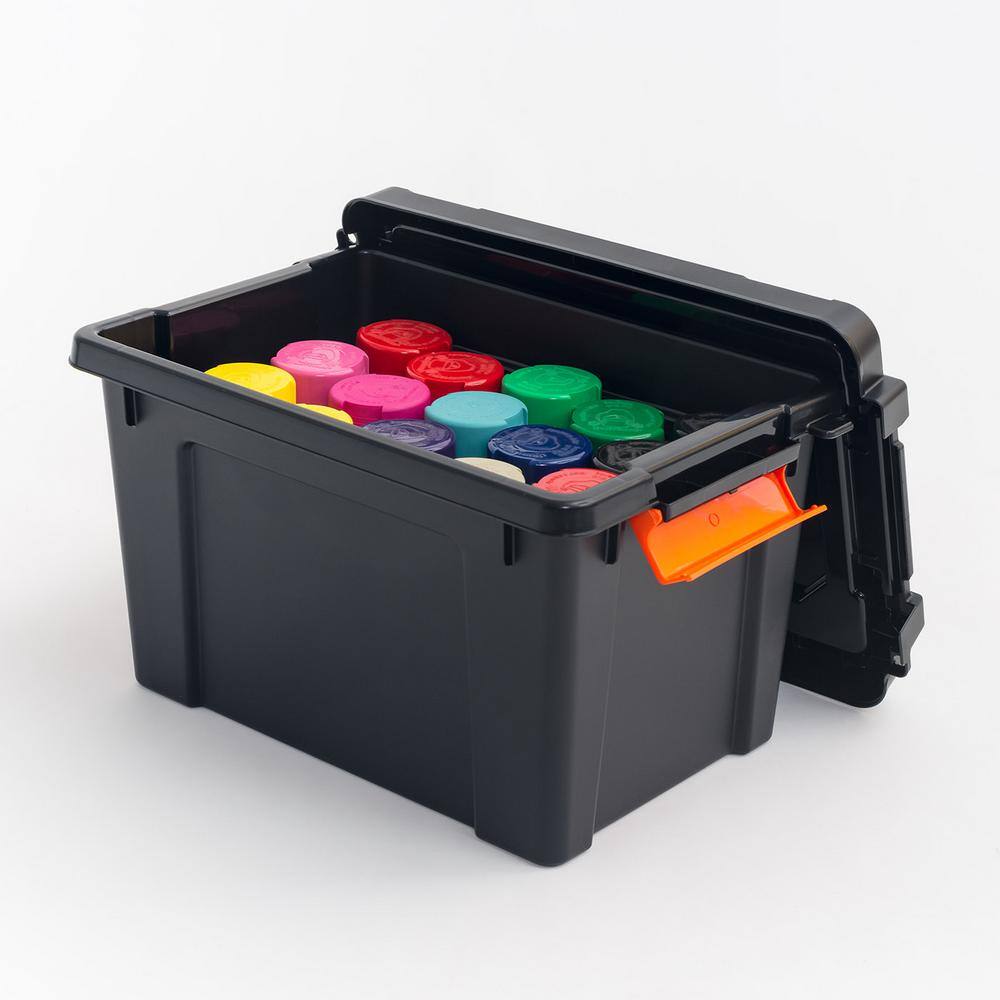 IRIS 20 Qt. Heavy Duty Plastic Storage Box in Black (4-Pack) 500152