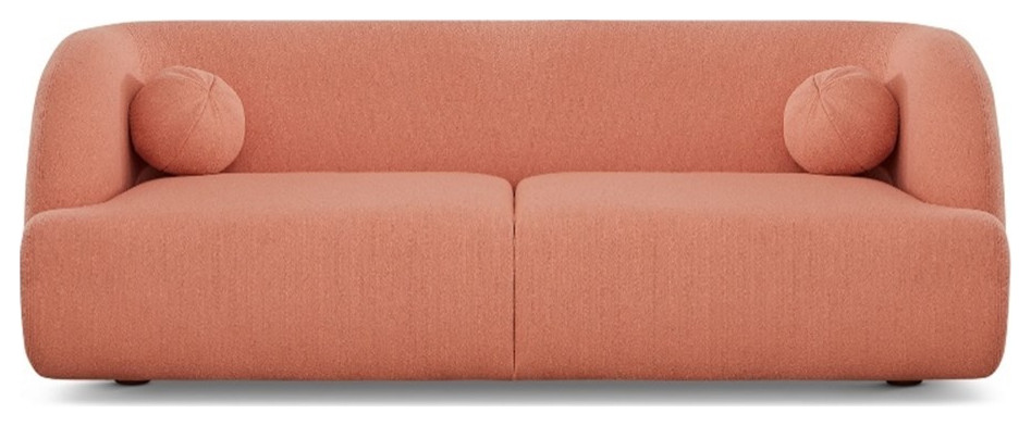 Querno Modern Luxury Japandi Style Boucle Fabric Curvy Sofa Couch in Pink   Contemporary   Sofas   by Homesquare  Houzz