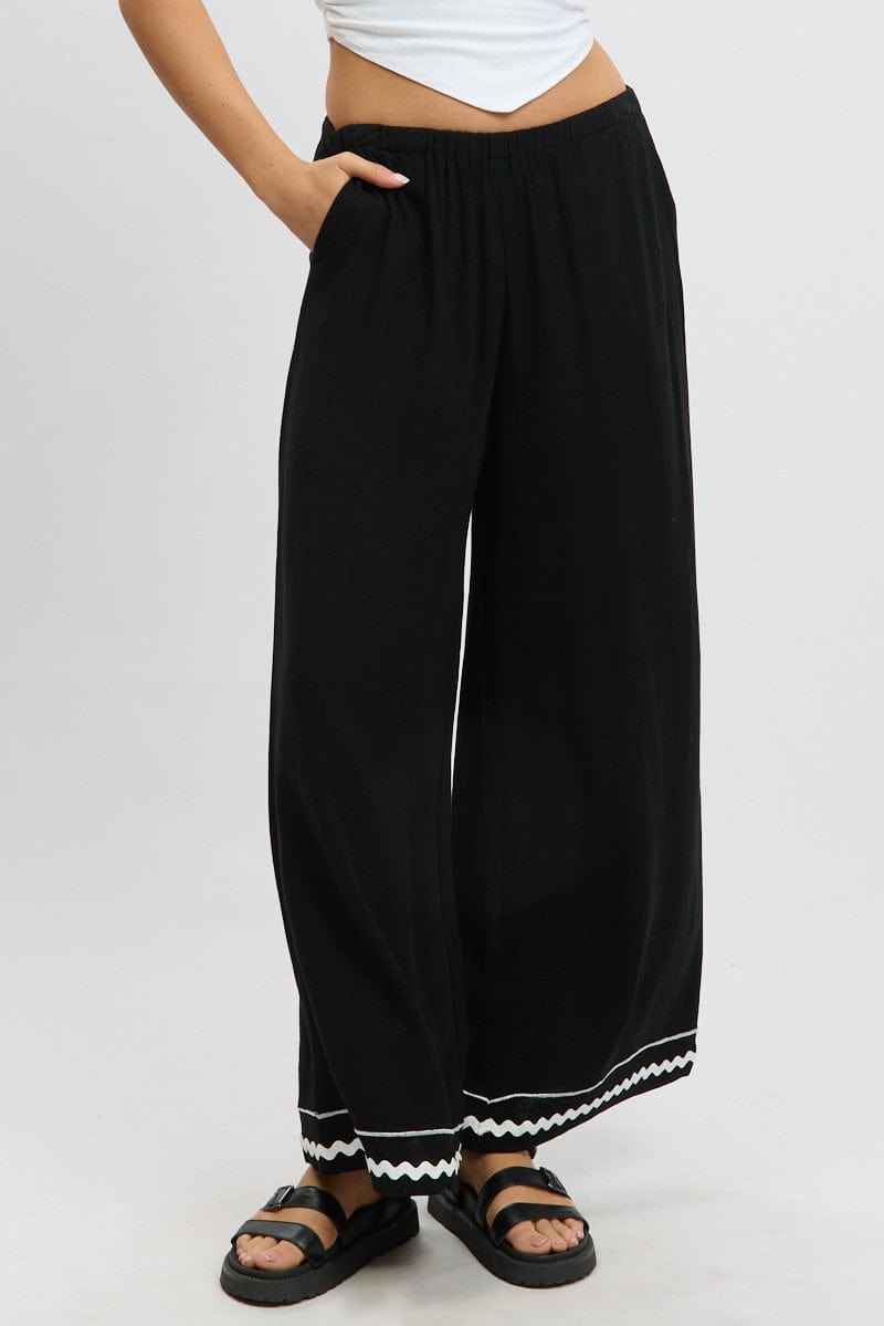 Black Wide Leg Pants High Rise