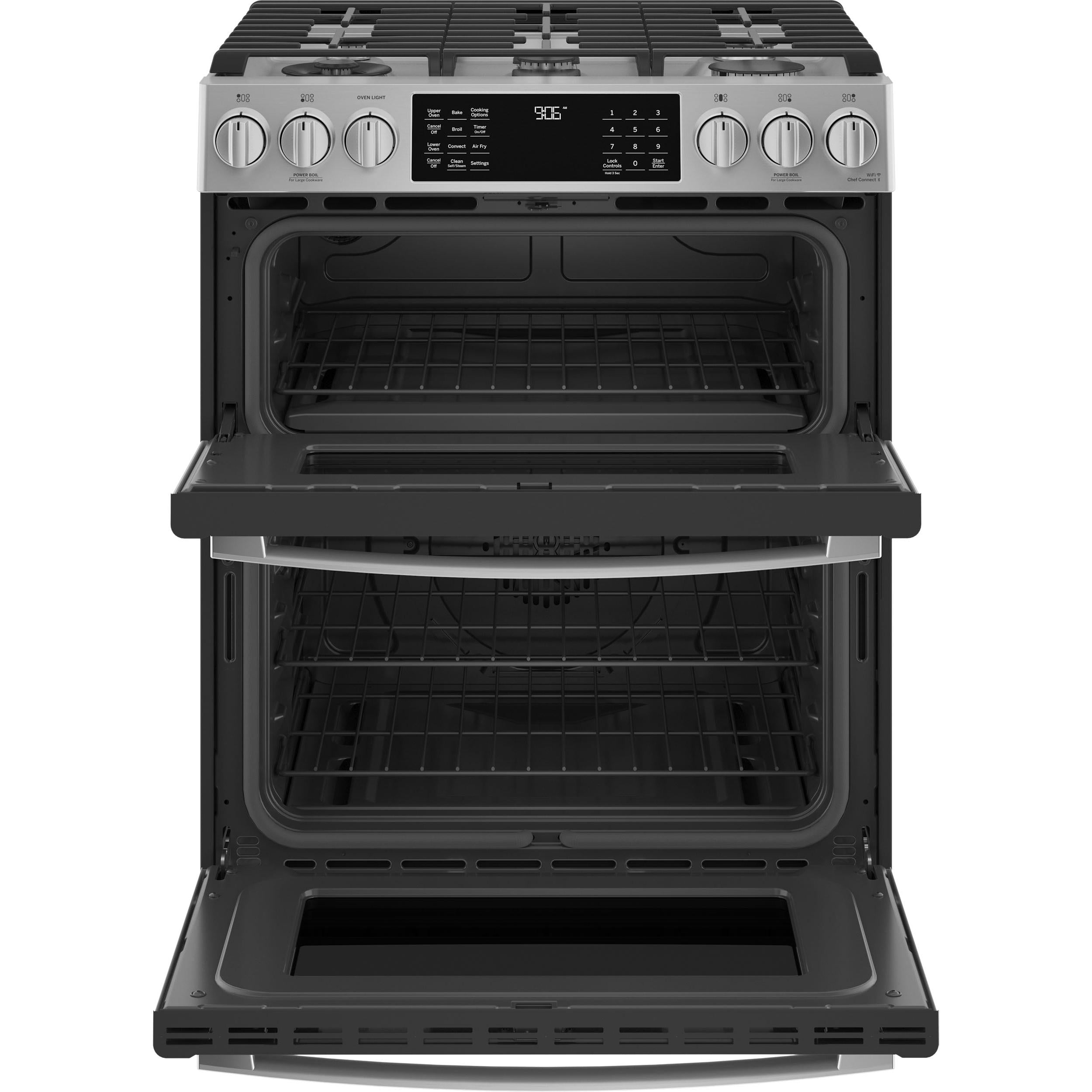 GE Profile 30-inch Slide-In Double Oven Gas Range with WiFi PCGS960YPFS