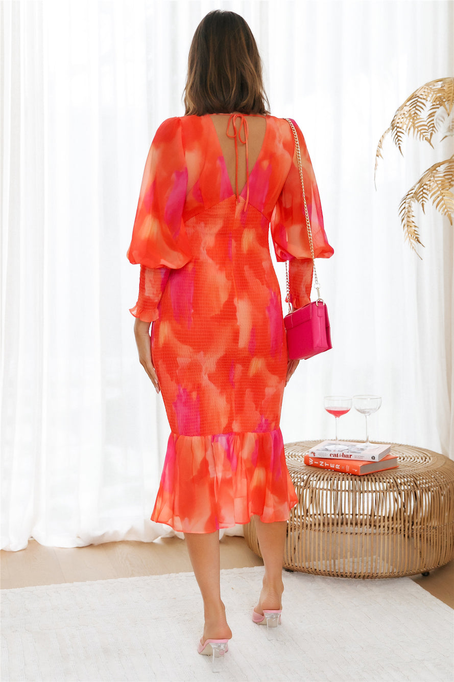 Taste Of Dusk Midi Dress Orange