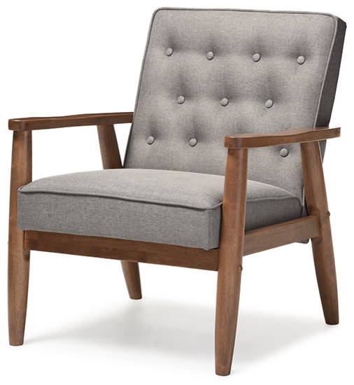 Sorrento Retro Upholstered Wooden Lounge Chair   Midcentury   Armchairs And Accent Chairs   by Baxton Studio  Houzz