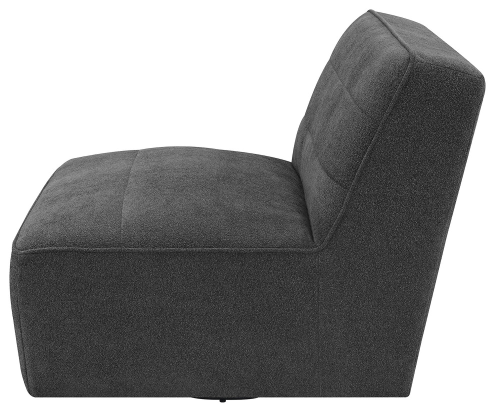 Cobie Upholstered Swivel Armless Chair Dark Charcoal   Modern   Armchairs And Accent Chairs   by Modon  Houzz