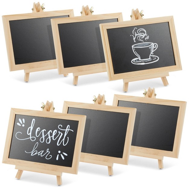 Juvale 6 pack Mini Chalkboard Signs With Easel Stand For Table Decorations Restaurant Food Display Message Boards Small Business 7x7x4 In