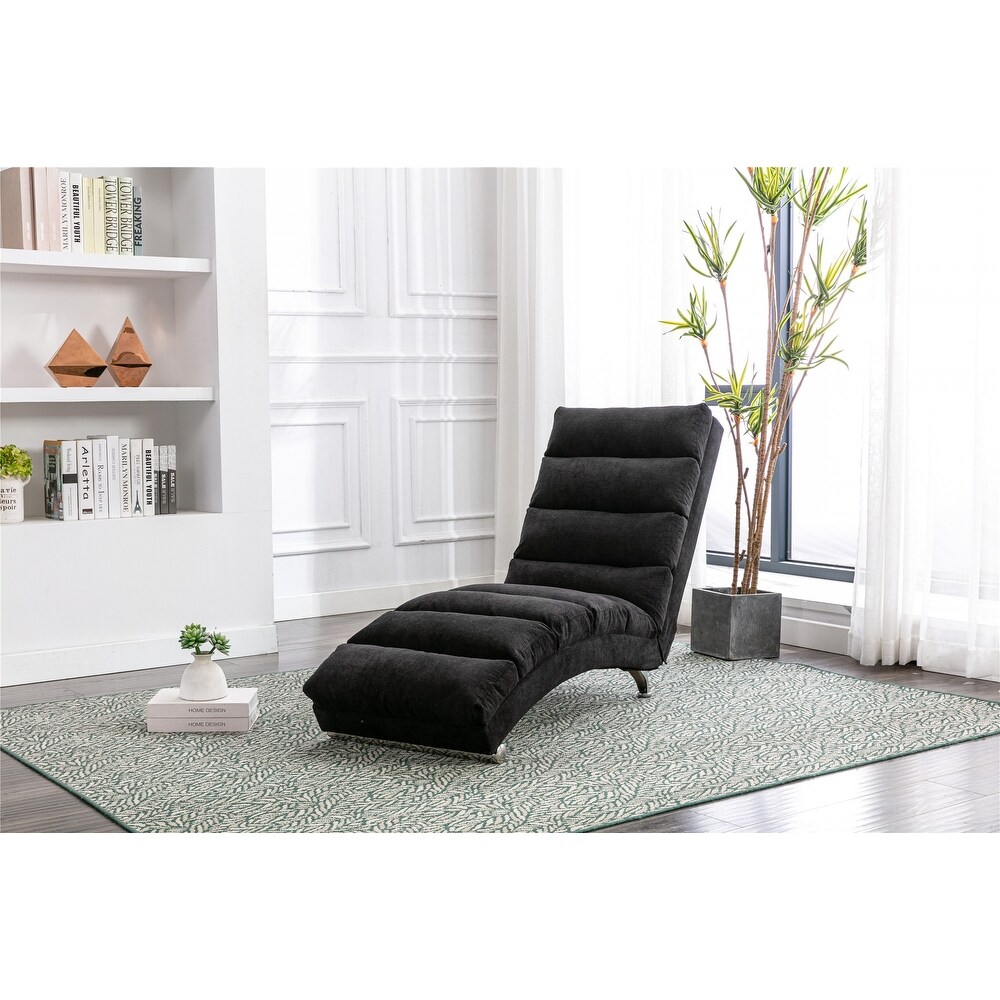 Modern Linen Chaise Lounge Chair Indoor Long Lounger for Living Room Office