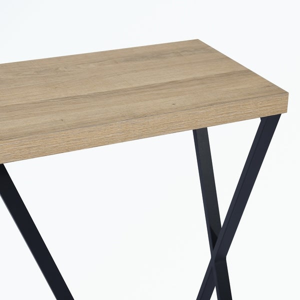 Wood Rectangle Console Table with Metal Frame