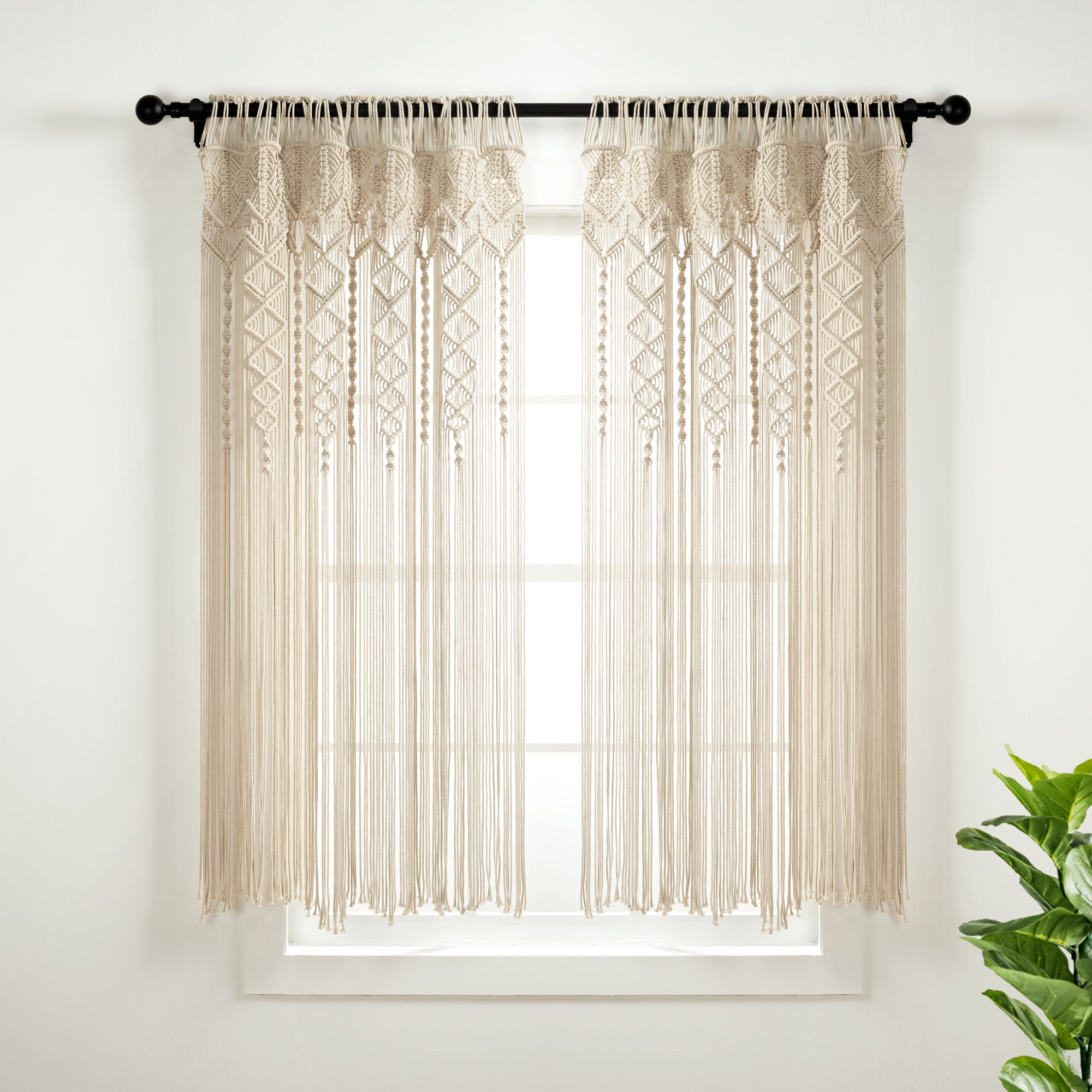 Boho Macrame Textured Cotton Window Curtain