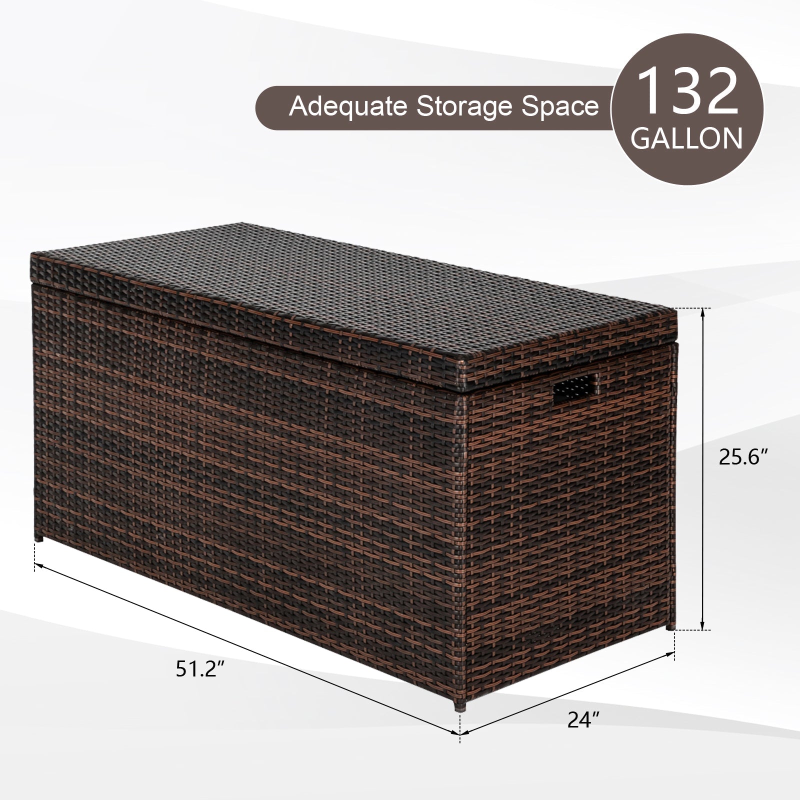 VINGLI Extra Large 132 Gallon Outdoor Rattan Storage Box, Patio Wicker Deck Box, Brown