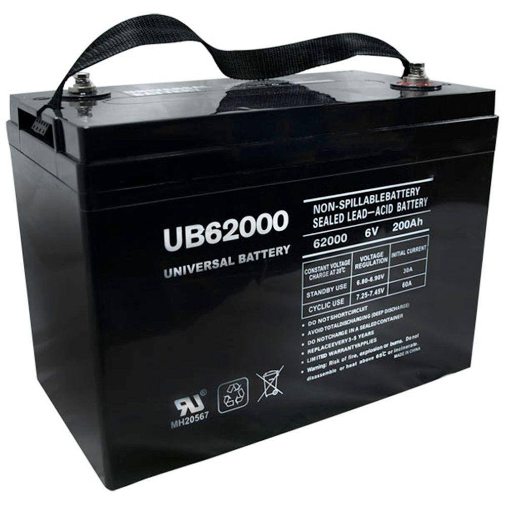 UPG 6-Volt 200 Ah I4 Terminal Sealed Lead Acid (SLA) AGM Rechargeable Battery UB62000 (Grp 27 Case)