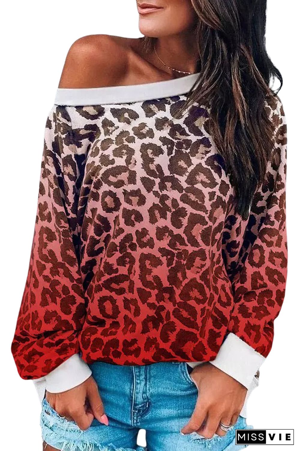 Leopard Gradient Long Sleeve Sweatshirt