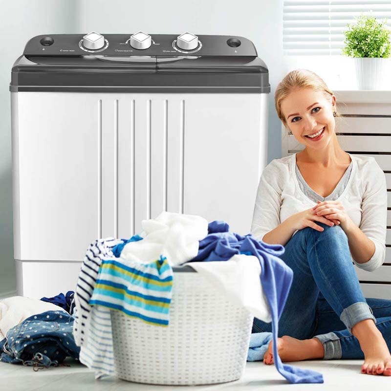 20 LBS 2-in-1 Portable Washing Machine, Twin Tub Top Load Washer Dryer Combo for RV Dorm Apartment